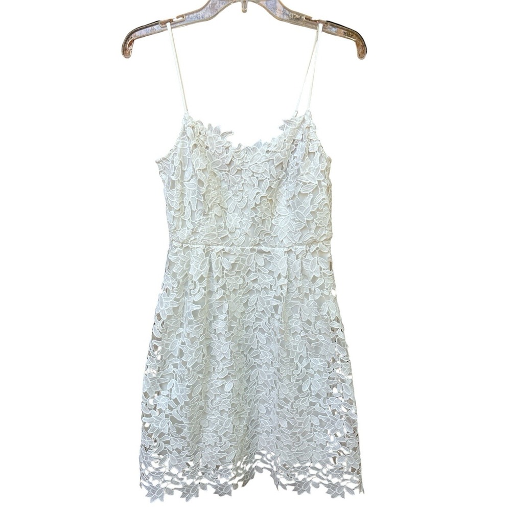 Zola White‎ Lace Dress Wedding Bridal Shower Spaghetti Straps Size 6
